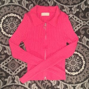 Altar’d State Hot Pink Zip Up Long Sleeve (M)
